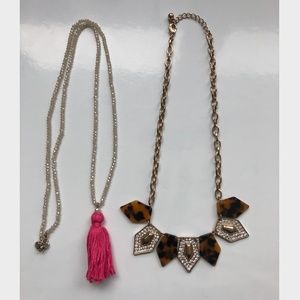 Pink Tassel &  Brown Necklace Bundle